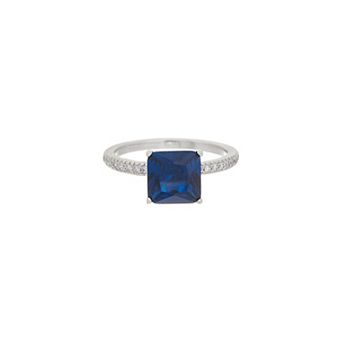 Juvell Silver-Tone Gemstone Solitaire Ring