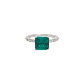 Juvell Silver-Tone Gemstone Solitaire Ring