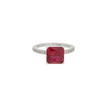 Juvell Silver-Tone Gemstone Solitaire Ring