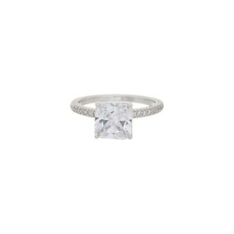 Juvell Silver-Tone Gemstone Solitaire Ring