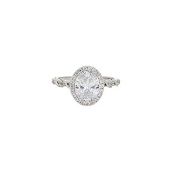 Juvell Silver-Tone Oval Topaz Halo Ring