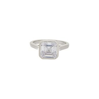 Juvell Rectangular White Topaz Solitaire Ring