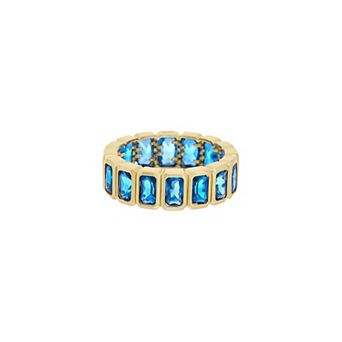 Juvell Gold Tone Rectangular Gemstone Link Ring