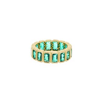 Juvell Gold Tone Rectangular Gemstone Link Ring