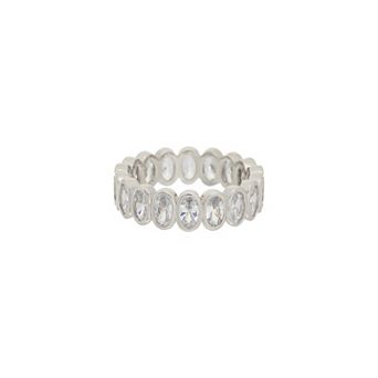 Juvell Oval White Topaz Link Ring