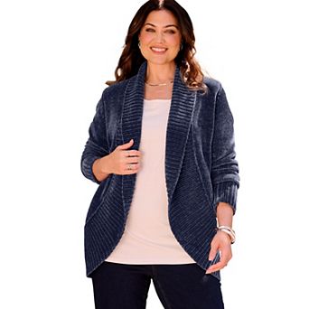 Catherines Women's Plus Size Chenille Cocoon Cardigan