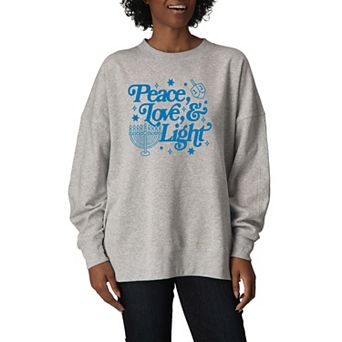 Women's Hanukkah Peace, Love, & Light Oversized Fleece Crew Sweatshirt