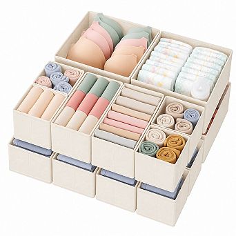 14-Pack Foldable Drawer Organizers Clothes Closet Bedroom Dorm Storage