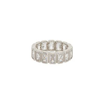 Juvell Silver-Tone White Topaz Eternity Ring