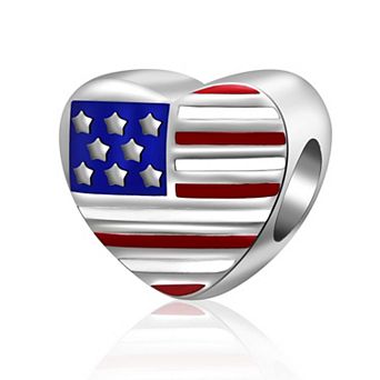America Heart Charm Bead