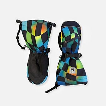 Toddlers Boy Teknik Checkered Print Cordura-Reinforced Winter Mittens