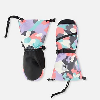 Toddlers Girl Teknik Camouflage Print Cordura-Reinforced Winter Mittens
