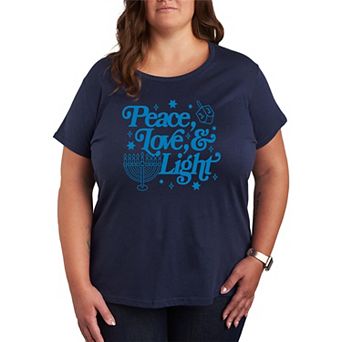Plus Size Hanukkah Peace, Love, & Light Graphic Tee