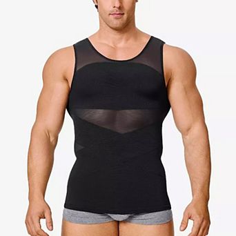 Nebility Men's Compression Shapewear Tank Top, Chest and Tummy Control Undershirt, S-4XL