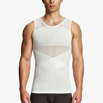 Nebility Men's Compression Shapewear Tank Top, Chest and Tummy Control Undershirt, S-4XL