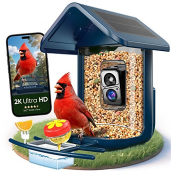 Smart bird feeder with camera, solar power, 2K live stream, 5MP photos, AI bird identification