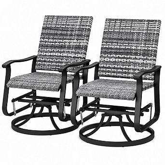 WOW PIONEER 2 pc Outdoor Wicker Rattan Swivel Glider Patio Chair Set