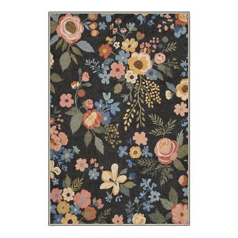 GENIMO Garden Floral Leaf Pattern Machine Washable Low Pile Non Slip Soft Rug