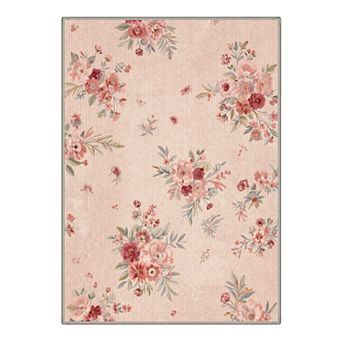 GENIMO Garden Bouquet Scatter Pattern Machine Washable Low Pile Non Slip Soft Rug