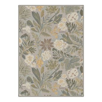 GENIMO Botanical Floral Leaf Pattern Machine Washable Low Pile Non Slip Soft Rug