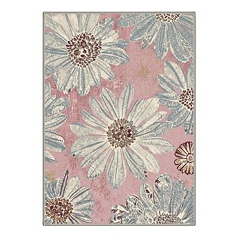 GENIMO Daisy Bloom Sketch Pattern Machine Washable Low Pile Non Slip Soft Rug
