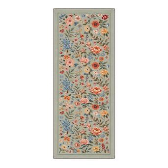 GENIMO Wildflower Bouquet Vine Border Machine Washable Low Pile Non Slip Soft Rug