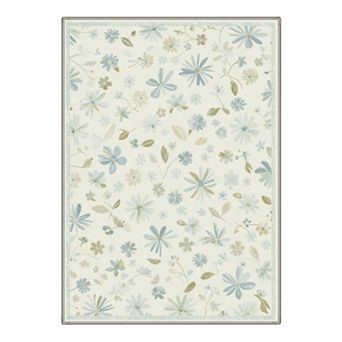 GENIMO Daisy Meadow Floral Vine Pattern Machine Washable Low Pile Non Slip Soft Rug