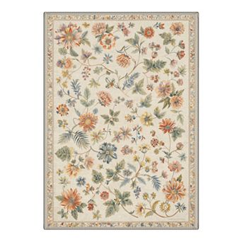 GENIMO Wildflower Daisy Vine Border Machine Washable Low Pile Non Slip Soft Rug