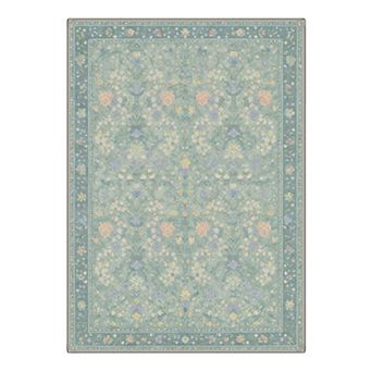 GENIMO Vintage Floral Vine Border Machine Washable Low Pile Non Slip Soft Rug