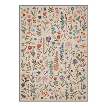 GENIMO Wildflower Meadow Stem Pattern Machine Washable Low Pile Non Slip Soft Rug