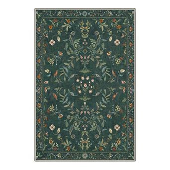 GENIMO Vintage Garden Machine Washable Low Pile Non Slip Soft Rug