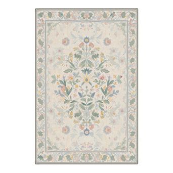GENIMO Vintage Floral Botanical Motifs Machine Washable Low Pile Non Slip Soft Rug
