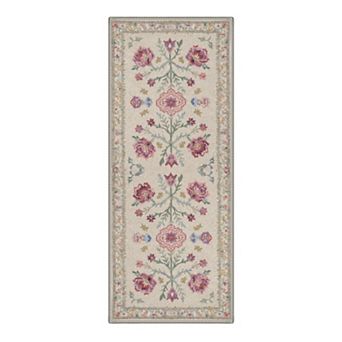 GENIMO Vintage Floral Botanical Motifs Machine Washable Low Pile Non Slip Soft Rug