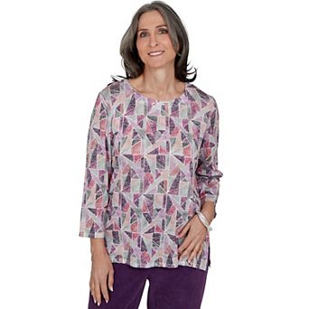 Women's Alfred Dunner Vail Stained Glass Geometric Print Knit Top