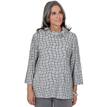 Women's Alfred Dunner Vail Feather Yarn Cowl Neck Top