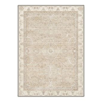 GENIMO Washable Faded Vintage Area Rug, Non Slip Low Pile Stain Resistant Carpet
