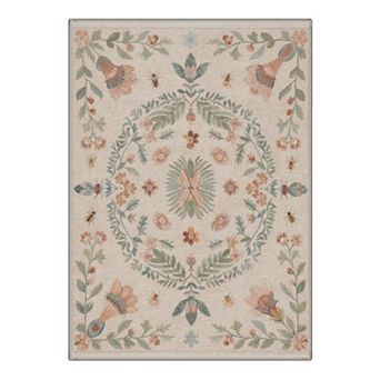 GENIMO Wreath Machine Washable Low Pile Non Slip Soft Rug