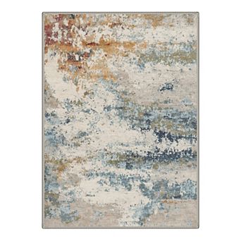 GENIMO Washable Abstract Landscape Area Rug, Non Slip Low Pile Stain Resistant Carpet
