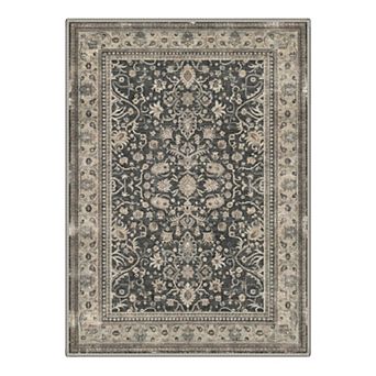 GENIMO Washable Traditional Persian Style Floral Area Rug, Non Slip Low Pile Stain Resistant Carpet