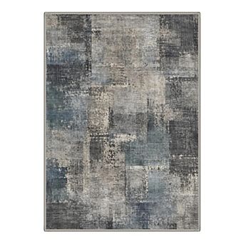 GENIMO Washable Abstract Distressed Modern Area Rug, Non Slip Low Pile Stain Resistant Carpet