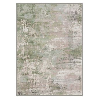 GENIMO Washable Modern Abstract Area Rug, Non Slip Low Pile Stain Resistant Carpet