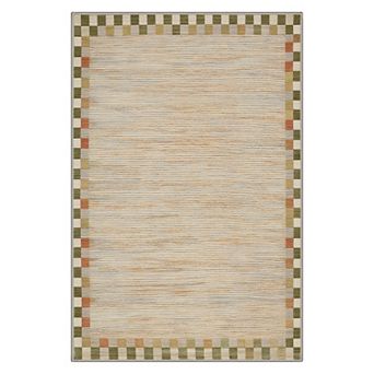 GENIMO Washable Bordered Area Rug, Non Slip Low Pile Stain Resistant Carpet for Living Room