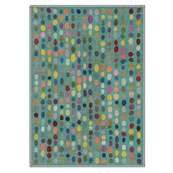GENIMO Washable Vertical String Dot Boho Area Rug, Non Slip Low Pile Stain Resistant Carpet