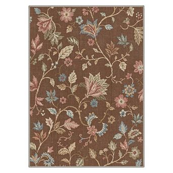 GENIMO Washable Vintage Floral Area Rug, Non Slip Low Pile Stain Resistant Carpet