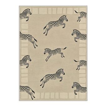 GENIMO Washable Running Zebra Area Rug, Non Slip Low Pile Stain Resistant Carpet