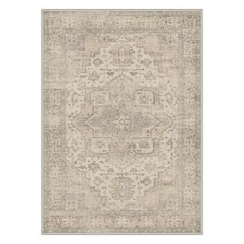 GENIMO Washable Distressed Oriental Medallion Area Rug, Non Slip Low Pile Stain Resistant Carpet