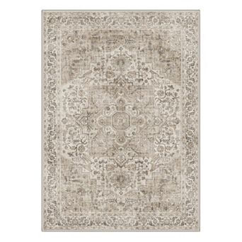 GENIMO Washable Distressed Vintage Oriental Area Rug, Non Slip Low Pile Stain Resistant Carpet