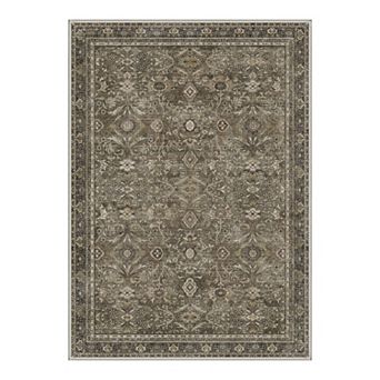 GENIMO Washable Vintage Floral Area Rug, Non Slip Low Pile Stain Resistant Carpet