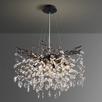 Gleam Flare Crystal Branch Chandelier, 23.6 in Width, Adjustable Height, Cool/Neutral/Warm Light