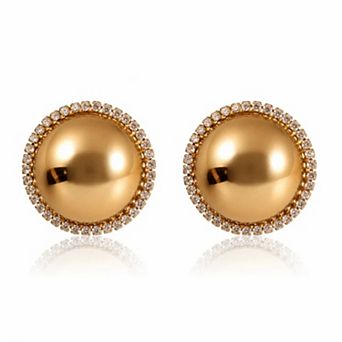 Jewels by Sunaina Demi Vintage Stud Earrings for Women, 18K Gold Plated Stainless Steel with Cubic